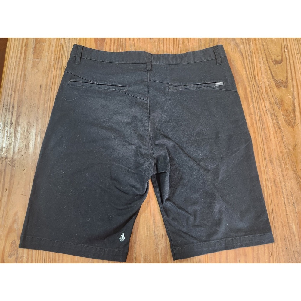 Volcom Mens Size‎ 36 Black Flat Front Chino Shorts 10" Inseam Embroidered Logo